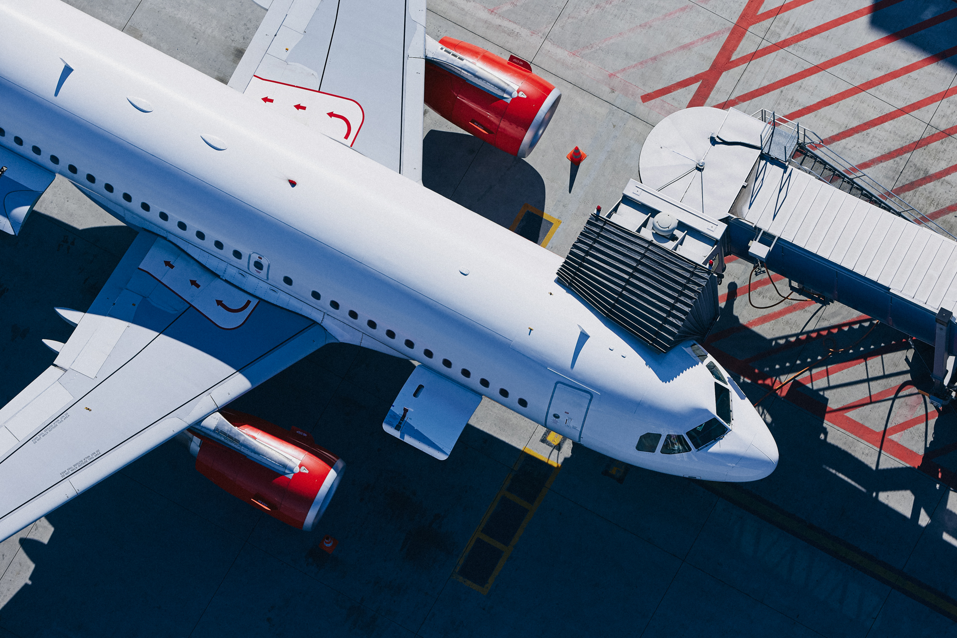 Aerial view of aircraft operations